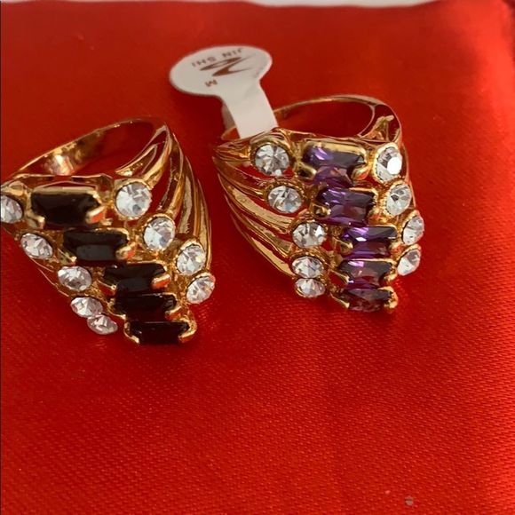 NWT Lavender/black gold statement cocktail ring - Picture 5 of 5